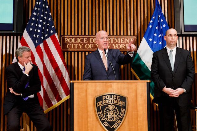 NYPD Commissioner James O'Neill, center.